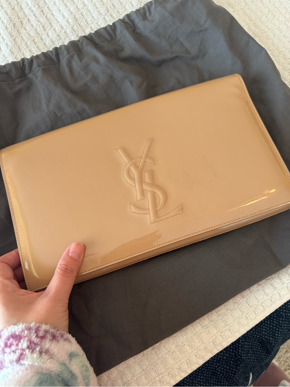 Authentic Saint Laurent Belle de Jour Patent YSL Clutch Nude - Picture 2 of 16